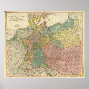 Póster Mapa alemão do atlas do império