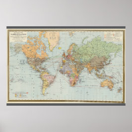 Poster Mapa alemão do mundo (1899)