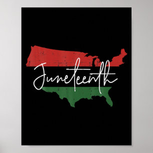Poster mapa americano com bandeira pan-africana para june