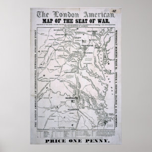 Póster Mapa americano da guerra civil