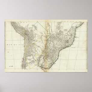 Póster Mapa americano seção central gravada