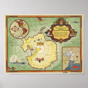 Póster Mapa antárctico da expedição