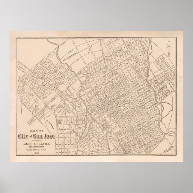 Poster Mapa antigo da AC San Jose (1888) (Frente)