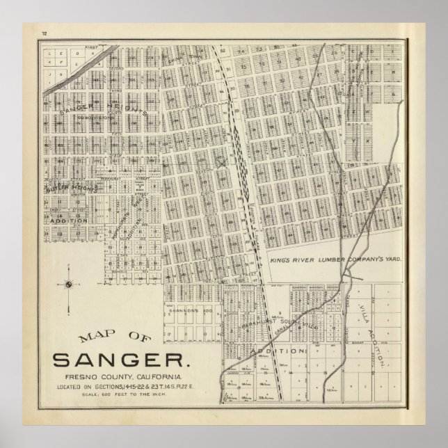 Poster Mapa antigo da AC Sanger (1891) (Frente)