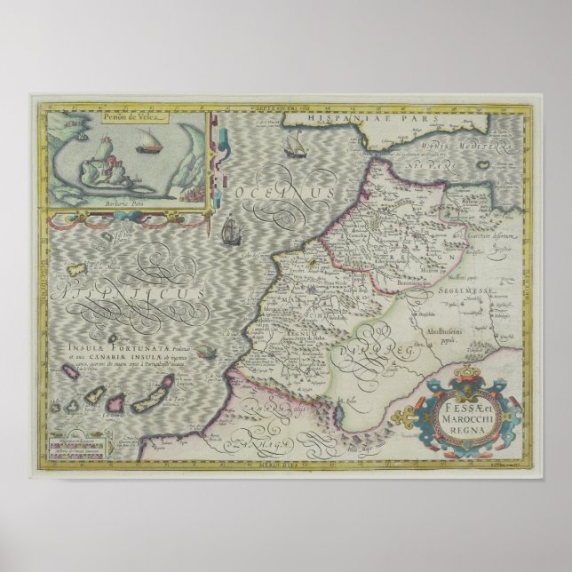 Poster Mapa antigo da África Ocidental (Frente)