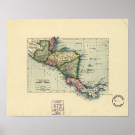 Poster Mapa antigo da América Central - 1902