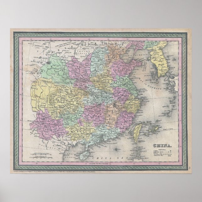 Poster Mapa Antigo da China, 1853 (Frente)