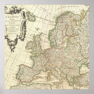 Poster Mapa Antigo da Europa