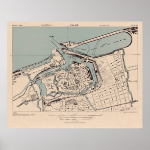 Poster Mapa antigo da França de Calais (1943)
