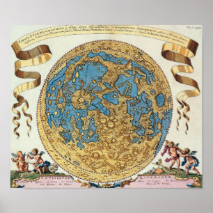 Póster Mapa antigo da lua