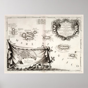 Poster Mapa antigo das Ilhas Açores (1690) Vintage Portug