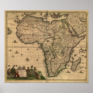 Póster Mapa antigo de África 1680 por Frederick De