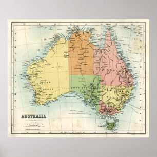 Poster Mapa antigo de Austrália