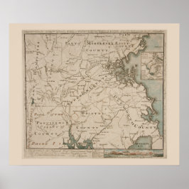 Póster Mapa antigo de Boston e Environs 1775