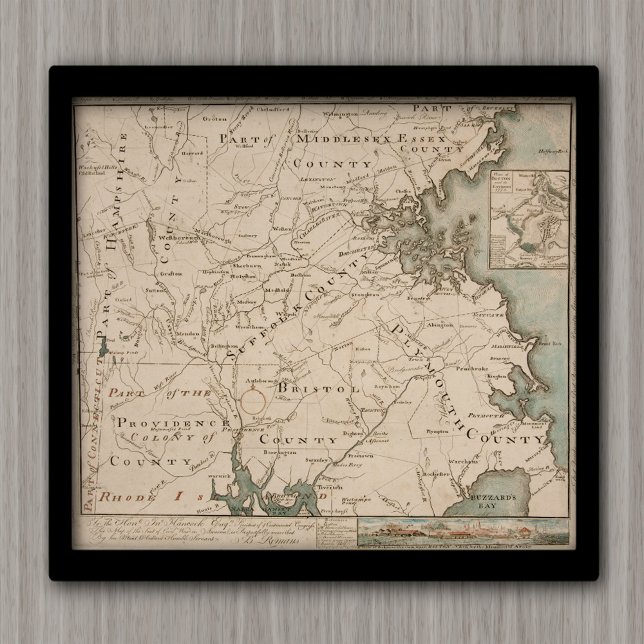 Póster Mapa antigo de Boston e Environs 1775 (Criador carregado)