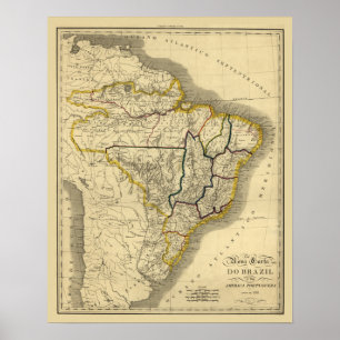 Póster Mapa antigo de Brasil em 1821