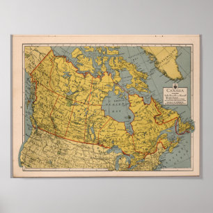 Poster Mapa antigo de Canadá