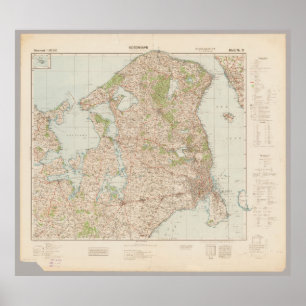 Poster Mapa Antigo de Copenhague de 1941, Cartaz da Dinam