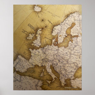 Póster Mapa antigo de Europa. Mundo velho