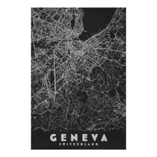 Póster Mapa Antigo de Genebra Suíça