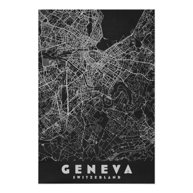Póster Mapa Antigo de Genebra Suíça (Frente)