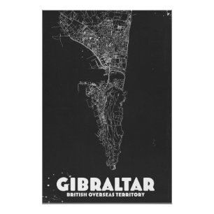 Póster Mapa Antigo de Gibraltar