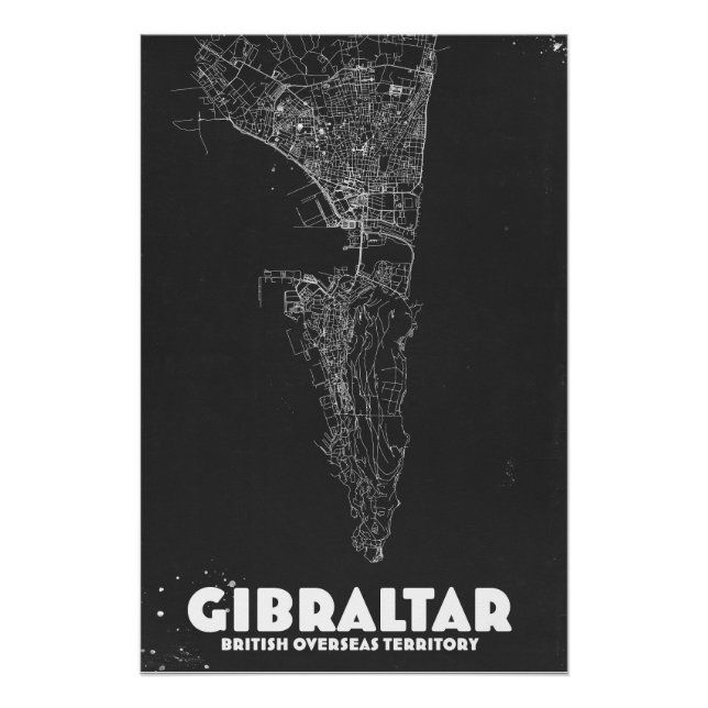 Póster Mapa Antigo de Gibraltar (Frente)
