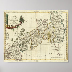 Póster Mapa antigo de Japão 1785