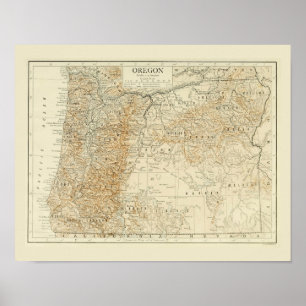 Poster Mapa antigo de Oregon