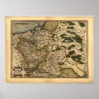 Mapa antigo de Polônia ORTELIUS ATLAS 1570 A.D.
