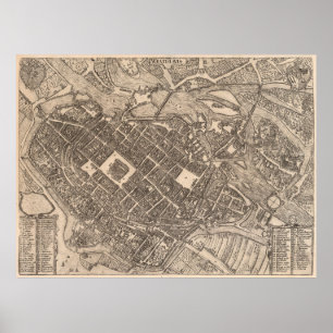 Poster Mapa antigo de Polônia Wroclaw (1588) Vintage Bres
