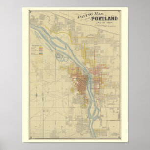 Póster Mapa antigo de Portland, Oregon