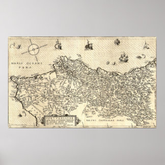 Póster Mapa antigo de Portugal