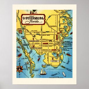 Poster Mapa Antigo de São Petersburgo