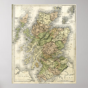 Poster Mapa antigo de Scotland