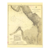 Mapa antigo de Seattle Harbor e Puget Sound