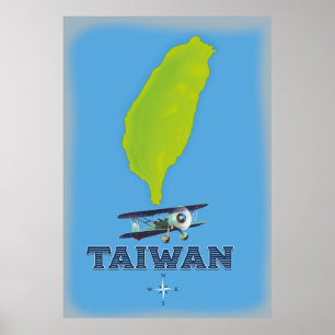 Poster Mapa Antigo de Taiwan