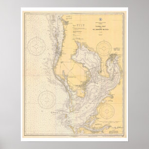Poster Mapa antigo de Tampa Bay Florida