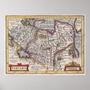 Póster Mapa antigo de Tatary de Ásia central & do norte