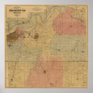 Póster Mapa antigo do Condado de Jackson, Missouri