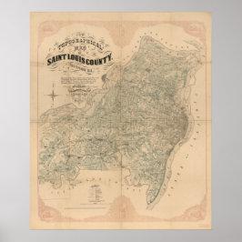 Póster Mapa antigo do Condado de Saint Louis