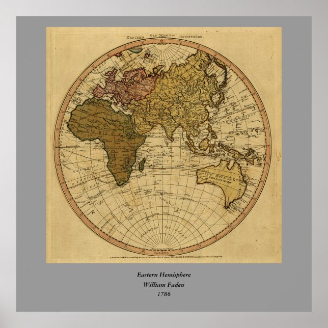 Póster Mapa antigo do hemisfério oriental William Faden 1 (Frente)
