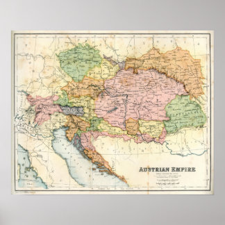 Póster Mapa antigo do Império Austríaco