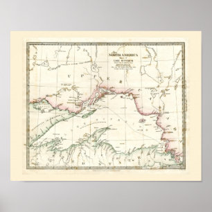 Poster Mapa antigo do Lago Superior