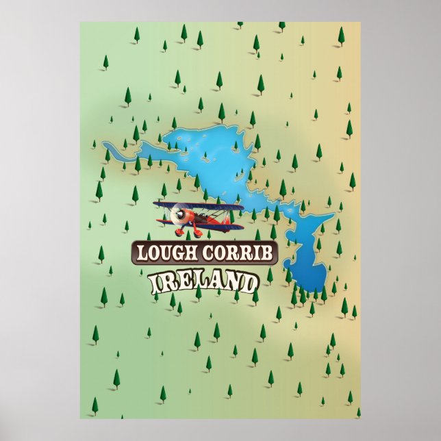 Poster Mapa Antigo do Lough Corrib Irlanda. (Frente)