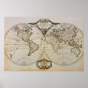 Póster Mapa antigo do mundo