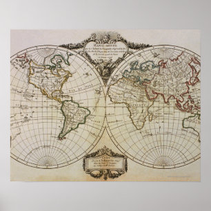 Póster Mapa antigo do mundo