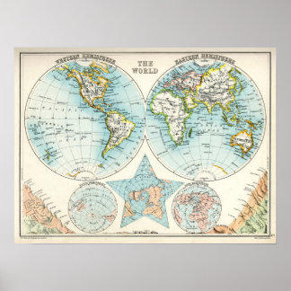 Poster Mapa antigo do Mundo