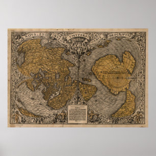 Póster Mapa antigo do mundo (1531)