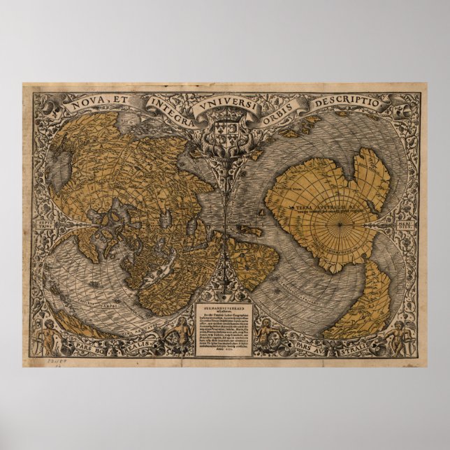 Póster Mapa antigo do mundo (1531) (Frente)